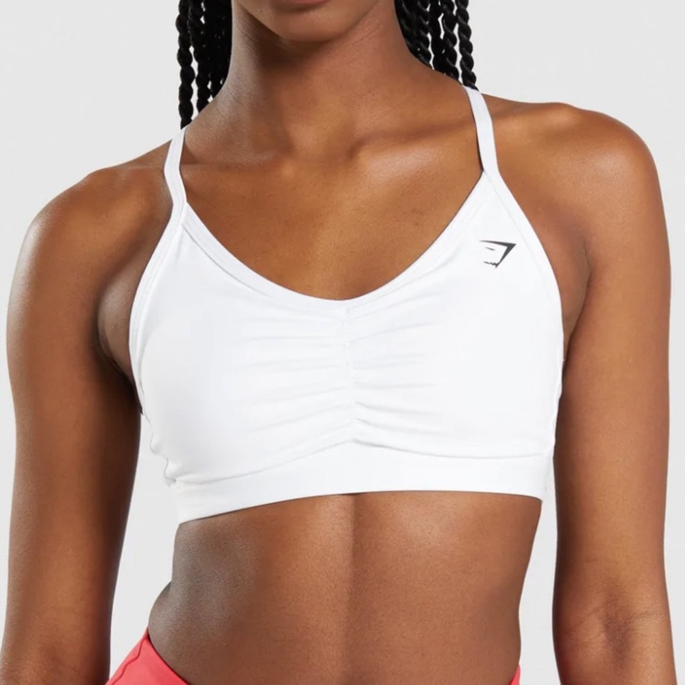 Gymshark Ruched Sports Bra - White - Medium